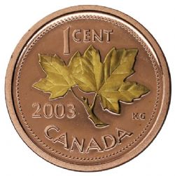 1-CENT -  2003 NON-MAGNETIC 1-CENT, OLD EFFIGY: GOLDEN EDITION (PR) -  2003 CANADIAN COINS
