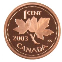 1-CENT -  2003 NON-MAGNETIC 1-CENT, OLD EFFIGY (PR) -  PIÈCES DU CANADA 2003