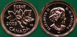 1-CENT -  2003 WP 1-CENT MAGNETIC, NEW EFFIGY -  2003 CANADIAN COINS
