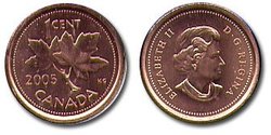 1-CENT -  2005 NON-MAGNETIC 1-CENT - BRILLIANT UNCIRCULATED (BU) -  2005 CANADIAN COINS