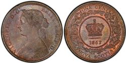 1 CENT NOVA SCOTIA -  1862 1-CENT (MS-60) -  PIÈCES DE NOUVELLE ÉCOSSE 1862