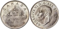 1-DOLLAR -  1938 1-DOLLAR DOUBLE HP -  1938 CANADIAN COINS