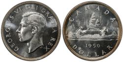 1-DOLLAR -  1950 1-DOLLAR SHORT WATER LINES -  1950 CANADIAN COINS