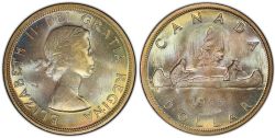 1-DOLLAR -  1955 1-DOLLAR ARNPRIOR WITH DIE BREAK -  1955 CANADIAN COINS