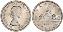 1-DOLLAR -  1955 1-DOLLAR ARNPRIOR WITHOUT DIE BREAK -  1955 CANADIAN COINS