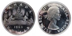 1-DOLLAR -  1963 1-DOLLAR ARROWHEAD -  1963 CANADIAN COINS
