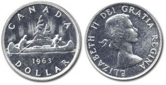 1-DOLLAR -  1963 1-DOLLAR (PL) -  1963 CANADIAN COINS