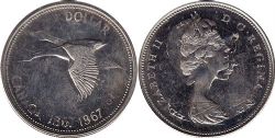 1-DOLLAR -  1967 1-DOLLAR DOUBLED STRUCK -  1967 CANADIAN COINS