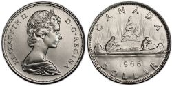 1-DOLLAR -  1968 1-DOLLAR DOUBLE DATE -  1968 CANADIAN COINS