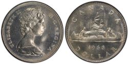 1-DOLLAR -  1968 1-DOLLAR DOUBLED HORIZON LINES -  1968 CANADIAN COINS