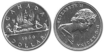 1-DOLLAR -  1969 1-DOLLAR COIN - PROOF-LIKE (PL) -  1969 CANADIAN COINS