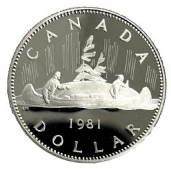 1-DOLLAR -  1981 1-DOLLAR - VOYAGEUR (PR) -  1981 CANADIAN COINS