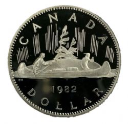 1-DOLLAR -  1982 1-DOLLAR - VOYAGEUR (PR) -  1982 CANADIAN COINS