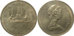 1-DOLLAR -  1984 1-DOLLAR VOYAGEUR -  1984 CANADIAN COINS