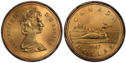 1-DOLLAR -  1987 1-DOLLAR - LOON -  1987 CANADIAN COINS