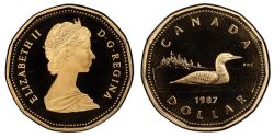 1-DOLLAR -  1987 1-DOLLAR - LOON (PR) -  1987 CANADIAN COINS