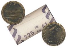1-DOLLAR -  1987 1-DOLLAR ORIGINAL ROLL -  1987 CANADIAN COINS