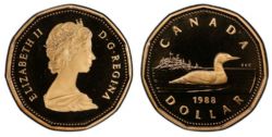 1-DOLLAR -  1988 1-DOLLAR (PR) -  1988 CANADIAN COINS