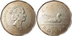 1-DOLLAR -  1991 1-DOLLAR (BU) -  1991 CANADIAN COINS