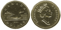 1-DOLLAR -  1994 1-DOLLAR - LOON (BU) -  1994 CANADIAN COINS