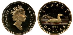 1-DOLLAR -  1994 1-DOLLAR - LOON (PR) -  1994 CANADIAN COINS
