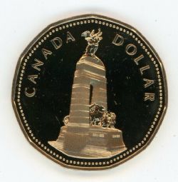 1-DOLLAR -  1994 1-DOLLAR - REMEMBRANCE MEMORIAL (PR) -  1994 CANADIAN COINS