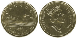 1-DOLLAR -  1996 1-DOLLAR - BRILLIANT UNCIRCULATED (BU) -  1996 CANADIAN COINS