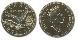 1-DOLLAR -  1997 1-DOLLAR - 10TH ANNIVERSARY OF THE LOONIE COIN (SP) -  1997 CANADIAN COINS