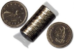 1-DOLLAR -  2003 1-DOLLAR ORIGINAL ROLL - NEW EFFIGY -  2003 CANADIAN COINS