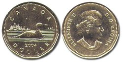 1-DOLLAR -  2004 1-DOLLAR - BRILLANT UNCIRCULATED (BU) -  2004 CANADIAN COINS