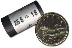 1-DOLLAR -  2004 1-DOLLAR ORIGINAL ROLL -  2004 CANADIAN COINS