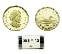 1-DOLLAR -  2005 1-DOLLAR ORIGINAL ROLL - LOONIE -  2005 CANADIAN COINS