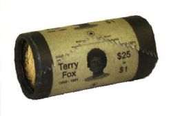 1-DOLLAR -  2005 1-DOLLAR ORIGINAL ROLL - TERRY FOX (SPECIAL WRAPPING) -  2005 CANADIAN COINS