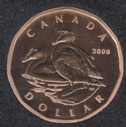1-DOLLAR -  2008 1-DOLLAR - COMMON EIDER (SP) -  2008 CANADIAN COINS