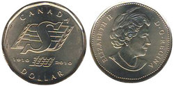 1-DOLLAR -  2010 1-DOLLAR - ROUGHRIDERS - BRILLIANT UNCIRCULATED (BU) -  2010 CANADIAN COINS