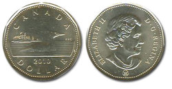 1-DOLLAR -  2010 1-DOLLAR - SMALL BEADS (BU) -  2010 CANADIAN COINS