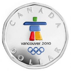 1-DOLLAR -  2010 1-DOLLAR - VANCOUVER 2010 OLYMPIC GAMES LUCKY LOONIE COIN (INUKSHUK) - NICKEL (PL) -  2010 CANADIAN COINS