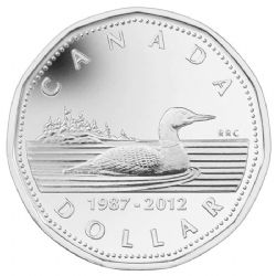 1-DOLLAR -  2012 1-DOLLAR - 25TH ANNIVERSARY OF THE LOONIE COIN (1987-2012) (PL) -  2012 CANADIAN COINS