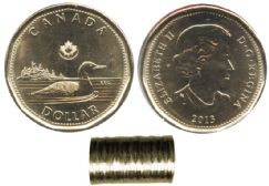 1-DOLLAR -  2013 1-DOLLAR ORIGINAL ROLL -  2013 CANADIAN COINS