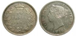 10-CENT -  1871 10-CENT NO H -  1871 CANADIAN COINS