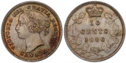 10-CENT -  1886 10-CENT Obv.4, LARGE KNOB 6 -  1886 CANADIAN COINS