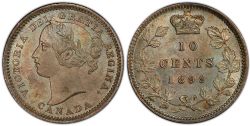 10-CENT -  1899 10-CENT LARGE-9 (EF) -  1899 CANADIAN COINS