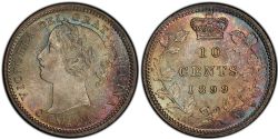 10-CENT -  1899 10-CENT SMALL-9/9 -  1899 CANADIAN COINS