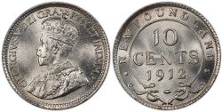 10-CENT -  1912 10-CENT (VF) -  1912 NEWFOUNFLAND COINS