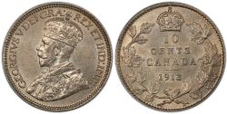 10-CENT -  1913 10-CENT BROAD LEAVES -  1913 CANADIAN COINS