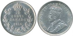 10-CENT -  1916 10-CENT -  1916 CANADIAN COINS