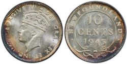 10-CENT -  1943 C 10-CENT (F) -  1943 NEWFOUNFLAND COINS