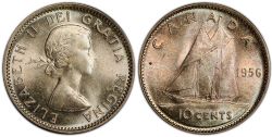 10-CENT -  1956 10-CENT DOT -  1956 CANADIAN COINS