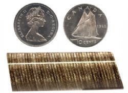 10-CENT -  1965 10-CENT - 50 COINS PACK (PL) -  1965 CANADIAN COINS