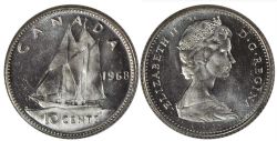 10-CENT -  1968 10-CENT NICKEL -  1968 CANADIAN COINS